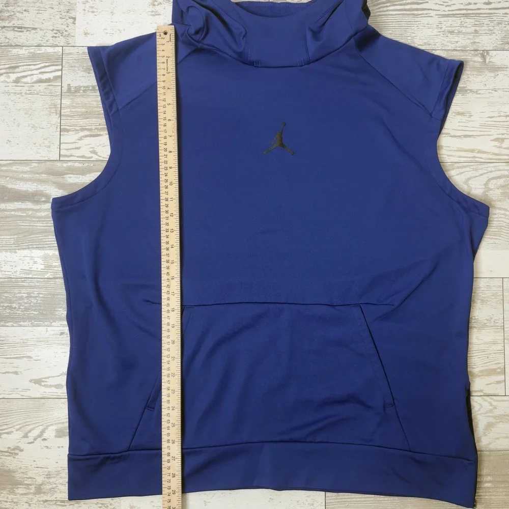 Jordan Hoodie Mens 3XL Blue Sleeveless Pullover Fleece Jumpman Kangaroo Pocket